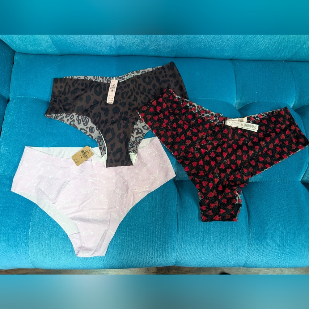 Victoria secret And Pink Lot Of Three Cheeky Cheekster Tanga Panty Set Nwt